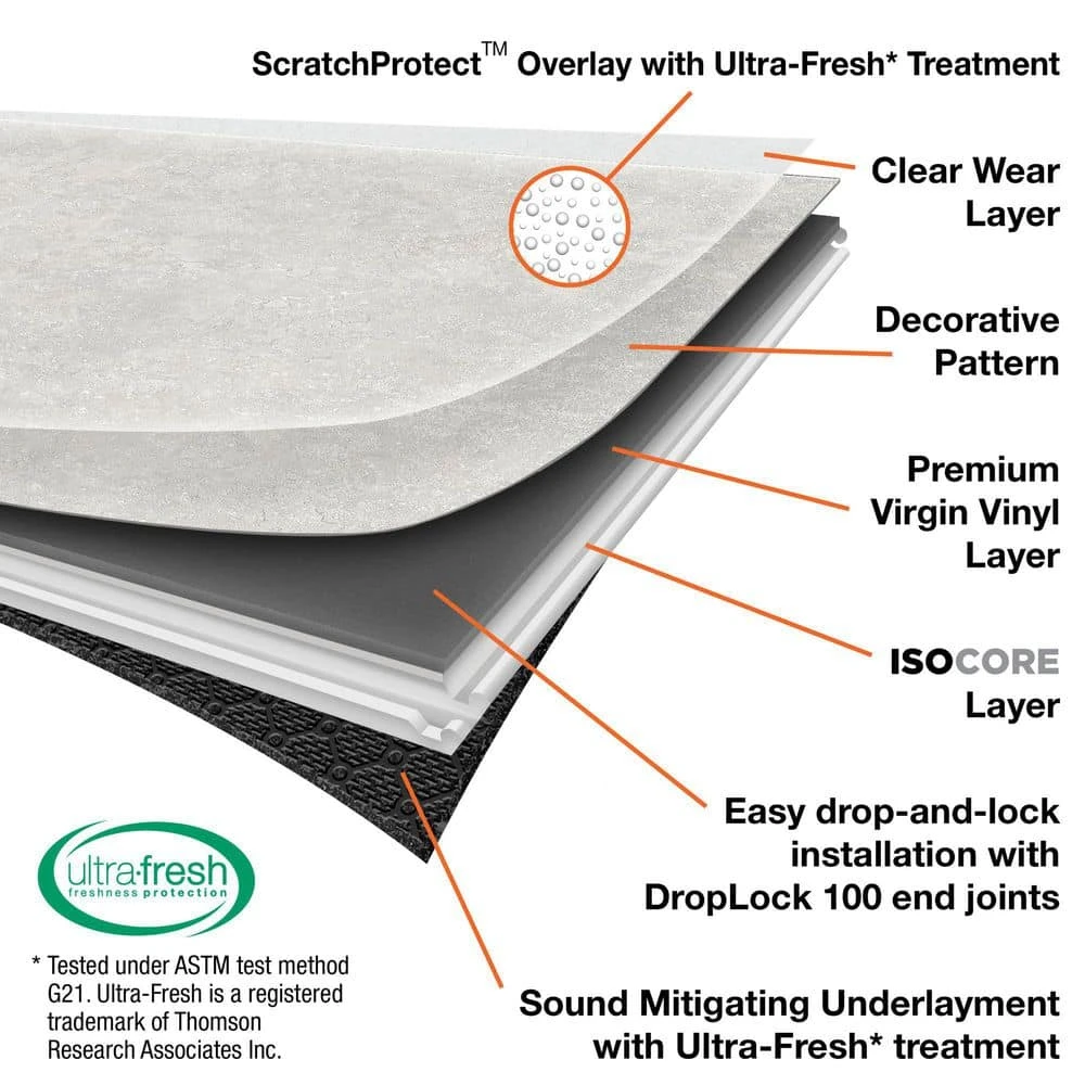 Lifeproof 16 in. W Brushed White Click Lock Luxury Vinyl Tile Flooring (24.89 sq. ft./case) 7 Lifeproof 16 in. W Brushed White Click Lock Luxury Vinyl Tile Flooring (24.89 sq. ft./case) - Image 7