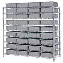 Gray 1-Tier Heavy-Duty Epoxy Wire Industrial Shelf (24 in. W x 30 in. D x 1 in. H) by QUANTUM STORAGE SYSTEMS -Lamix Shop gray quantum storage systems garage storage shelves 2430gy 31 1000