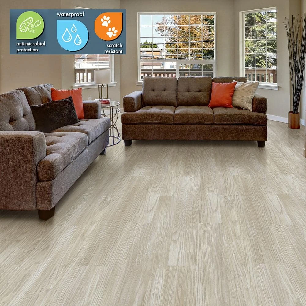 Lifeproof 7.1 in. W Powder Oak Click Lock Luxury Vinyl Plank Flooring (18.73 sq. ft./case) 2 Lifeproof 7.1 in. W Powder Oak Click Lock Luxury Vinyl Plank Flooring (18.73 sq. ft./case) - Image 2