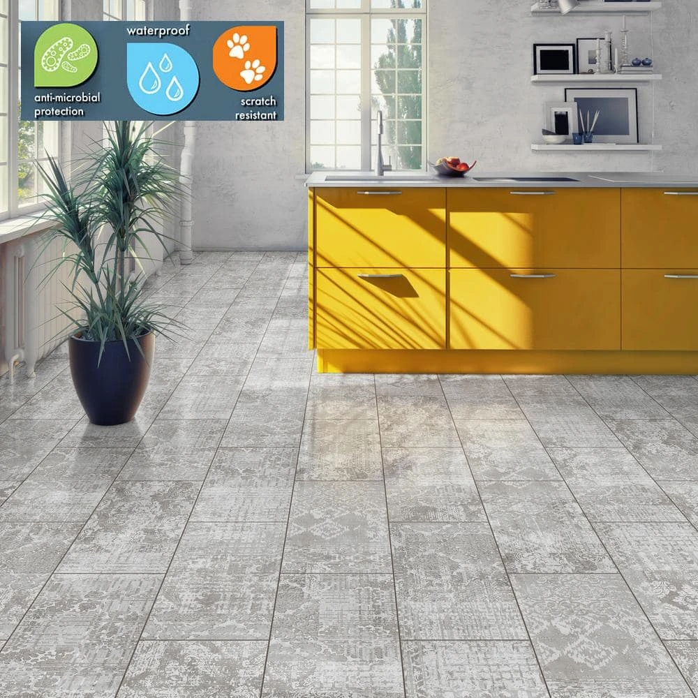 Lifeproof 12 in. W Waxahachie Gray Click Lock Luxury Vinyl Tile Flooring (23.82 sq. ft./case) 2 Lifeproof 12 in. W Waxahachie Gray Click Lock Luxury Vinyl Tile Flooring (23.82 sq. ft./case) - Image 2